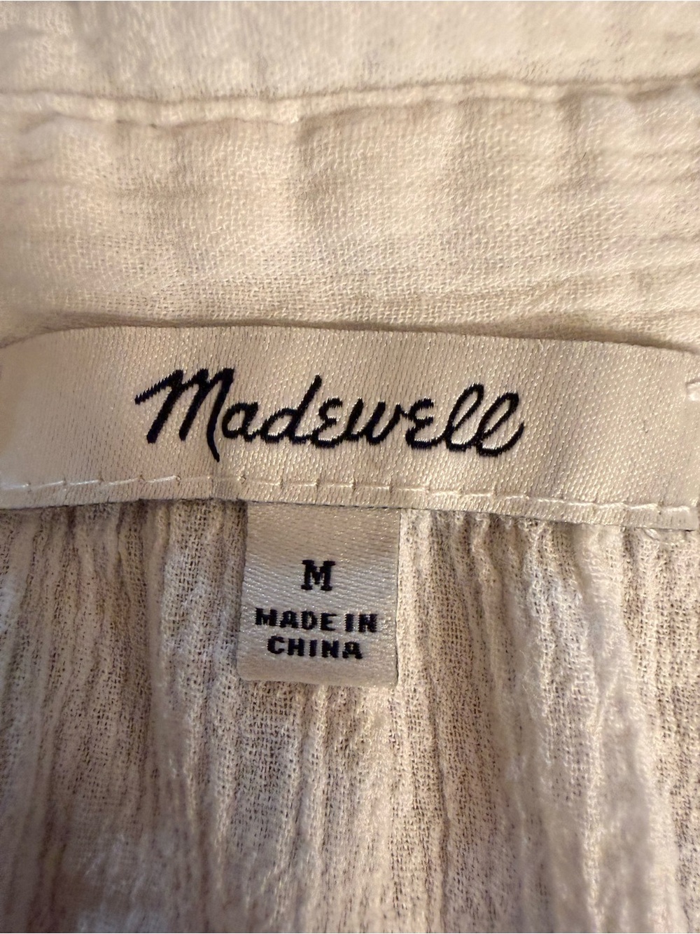 Madewell | White Cotton Short-Sleeve Button-Down Gauze Shirt | Sz M - Picture 5 of 7
